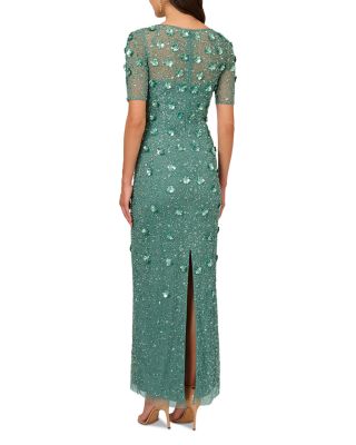 Beaded 3D Floral Gown