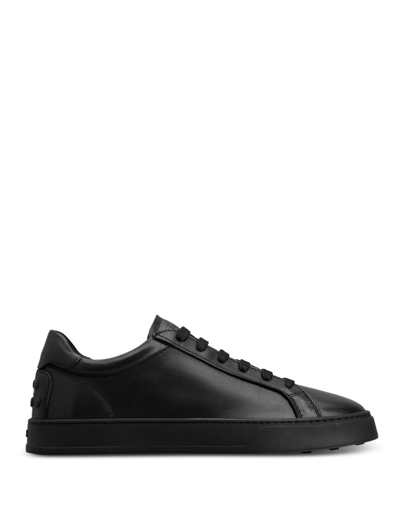 Tod's Men's Allacciata Cassetta Sneaker in Black Smooth Leather