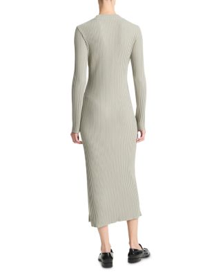 Rib Long Sleeved High Crewneck Dress 