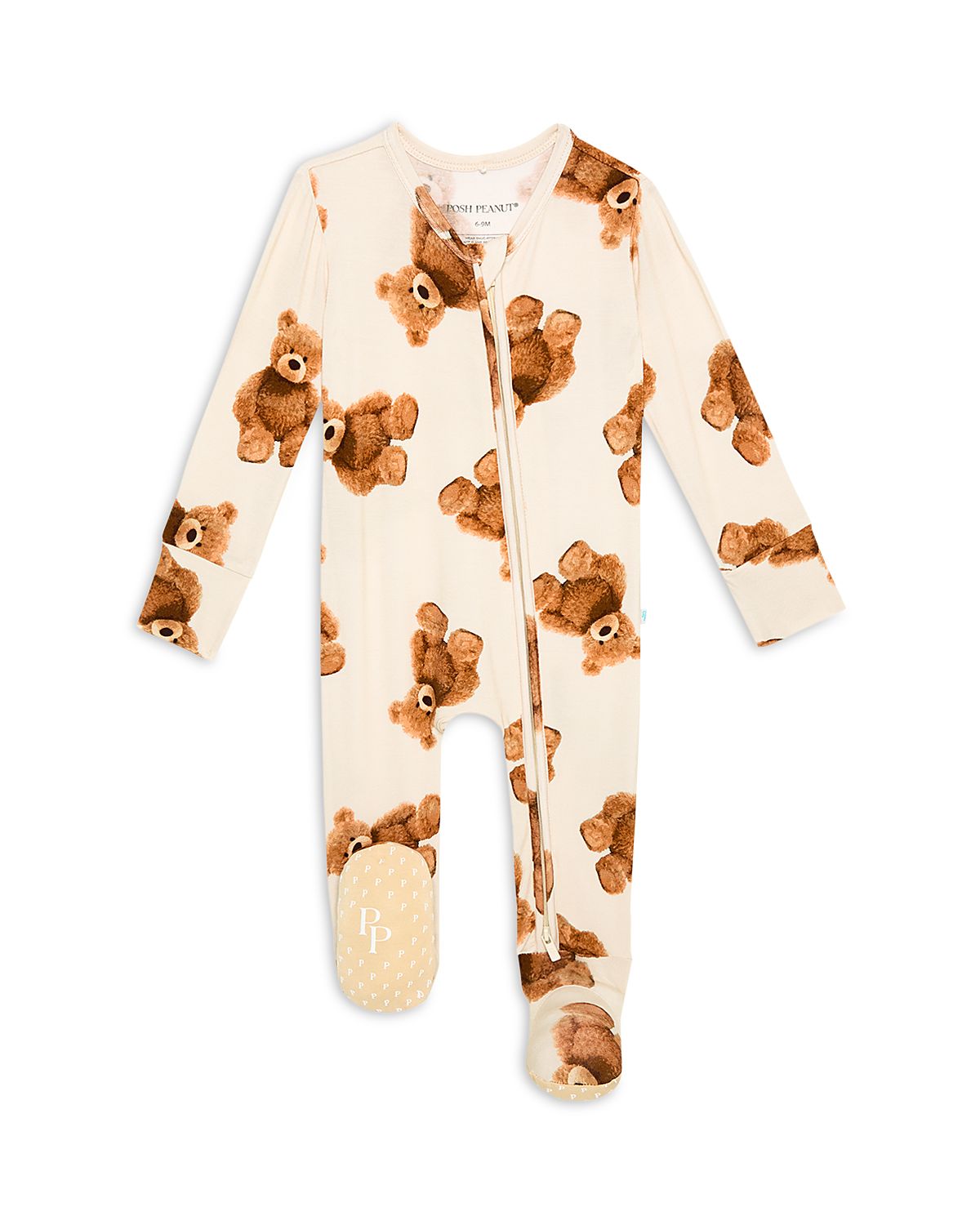 Posh Peanut Unisex Freddy Teddy Zippered One Piece Footie - Baby