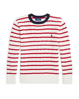 Ralph Lauren - Boys' Striped Cable Knit Cotton Sweater - Big Kid