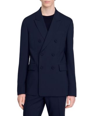 Sandro Croise Oversized Fit Wool Suit Jacket