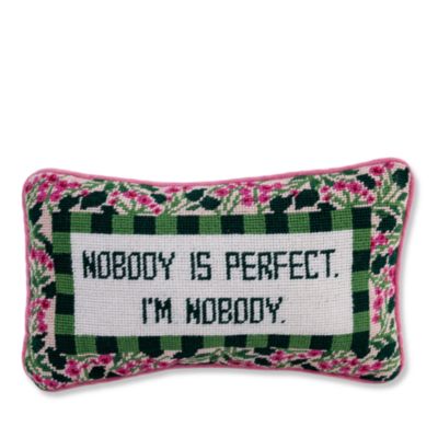 Furbish Studio - Nobody's Perfect Needlepoint Pillow, 15" x 9"