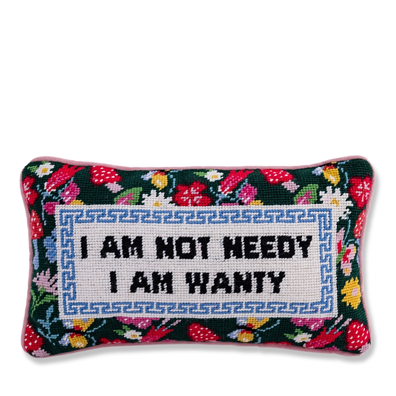 Furbish Studio Not Needy Needlepoint Pillow, 15 X 9 In Multi