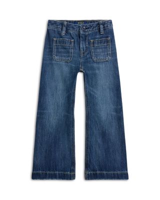 Ralph Lauren - Girls' Logo Wide Leg Jeans - Little Kid, Big Kid