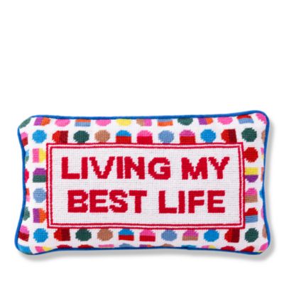 Furbish Studio Best Life Needlepoint Pillow, 15 x 9
