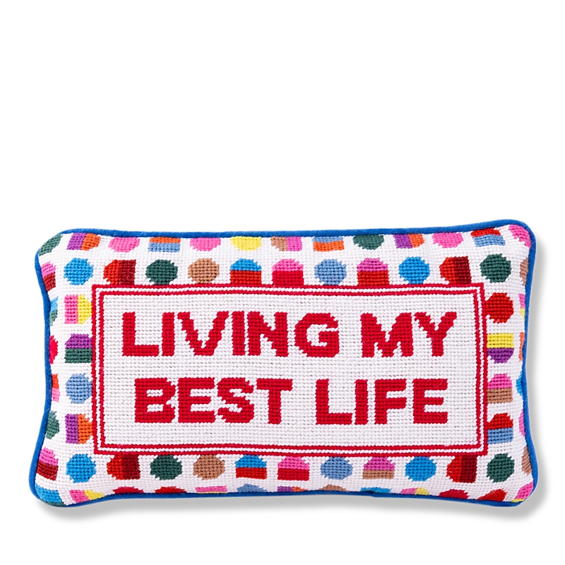 Furbish Studio Best Life Needlepoint Pillow, 15 X 9 In Multi