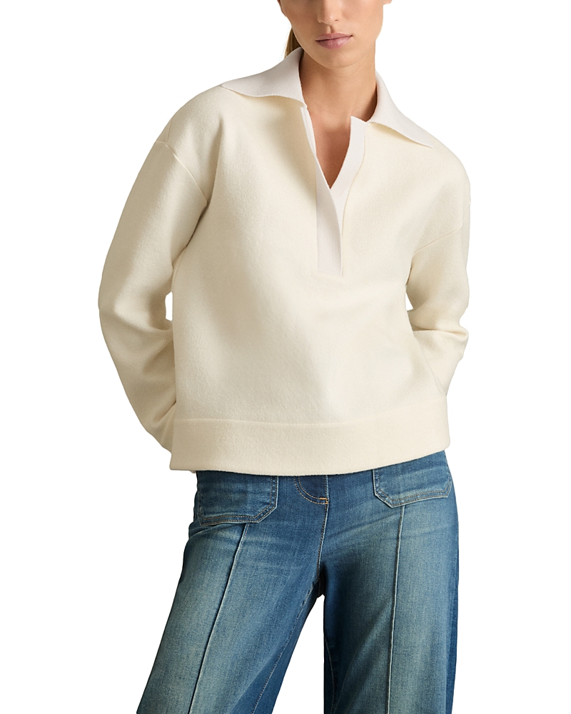 Shop Reiss Collared Sweater In Cream