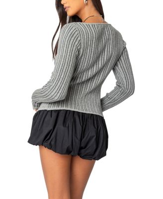 Bowtie Split Front Knit Top