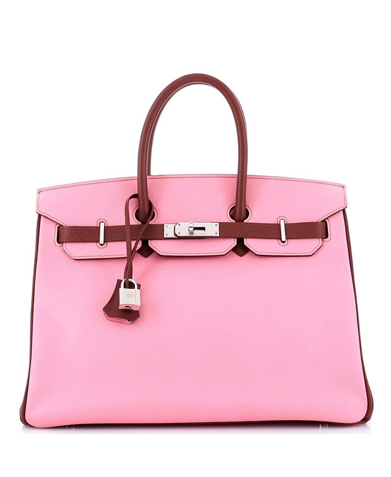 Pre-Owned Hermes Birkin 35 Handbag Bicolor Epsom with Palladium Hardware