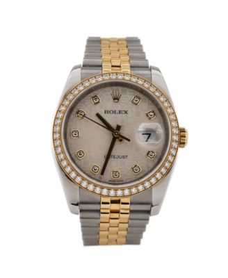 Pre-Owned Rolex - Oyster Perpetual Datejust Automatic Watch in Stainless Steel and Gold with Diamond Bezel and Markers 36mm