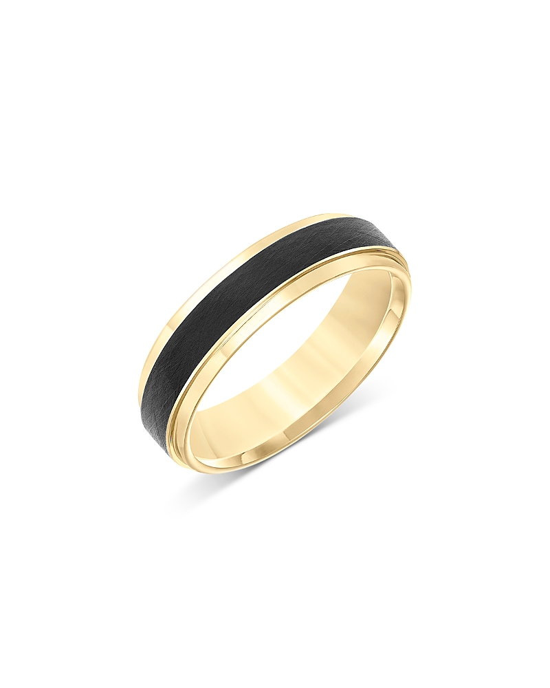 Bloomingdale's Fine Collection Men's Bevel Edge Band in Yellow & Black Tungsten