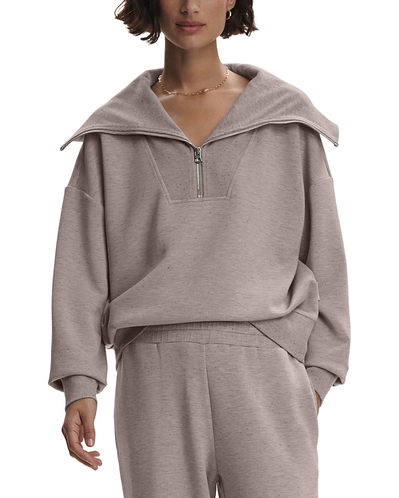 Varley Catherine Half Zip Sweatshirt In Taupe Marl Fleck