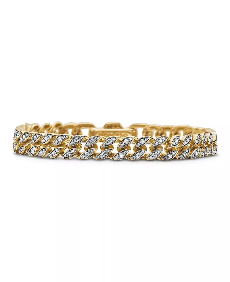 David Yurman Curb Chain Bracelet in 18K Yellow Gold with Diamonds, 7mm