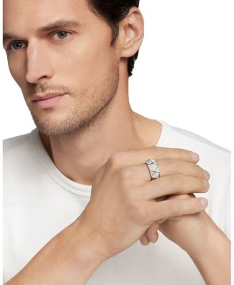 Men's Sterling Silver Faceted Diamond Pav&eacute; Ring