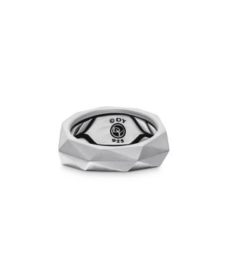 Men's Sterling Silver Faceted Black Diamond Pav&eacute; Ring