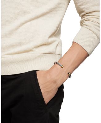 Men's Cable Cuff Bracelet in Sterling Silver & 18K Yellow Gold
