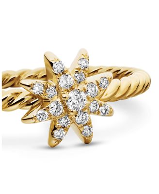 Petite Starburst Station Ring in 18K Yellow Gold with Diamonds