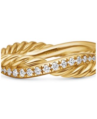 18K Yellow Gold Petite Infinity Twisted Ring with Diamonds