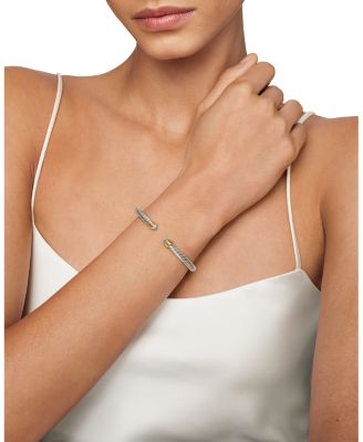Classic Cable Bracelet in Sterling Silver with 14K Yellow Gold , 5mm