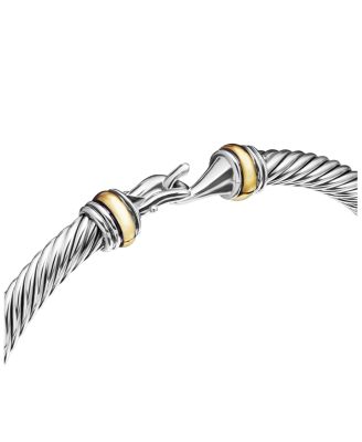 Buckle Classic Cable Bracelet in Sterling Silver with 18K Yellow Gold, 4mm