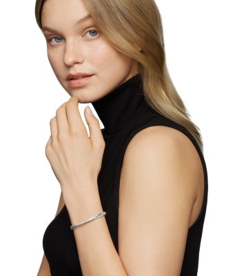 Sterling Silver Crossover Bracelet with Diamonds