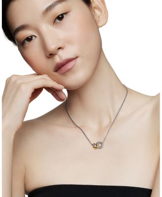 Belmont&reg; Curb Link Necklace in Sterling Silver with 18K Yellow Gold, 20mm