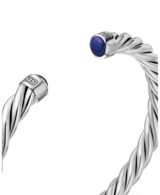 Men&#39;s Cable Classic Cuff Bracelet with Lapis Lazuli, 6mm