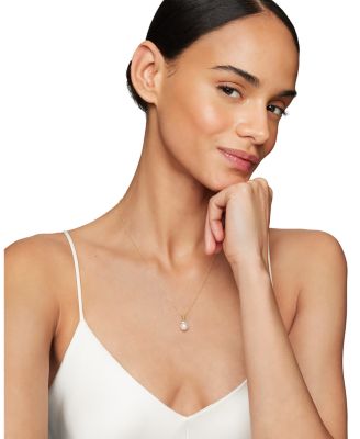 18K Yellow Gold Solari Pendant Necklace with Cultured Freshwater Pearl & Diamonds, 18"