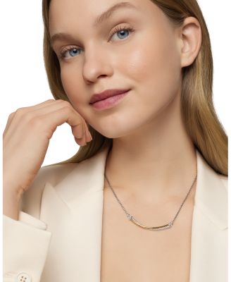 Crossover Bar Necklace with 18K Gold