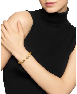 Classic Cablespira&reg; Bracelet in 18K Yellow Gold with Gold Domes and Diamonds, 7mm