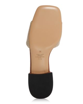 Women&#39;s VLogo Leather and Canvas Slide Sandals 