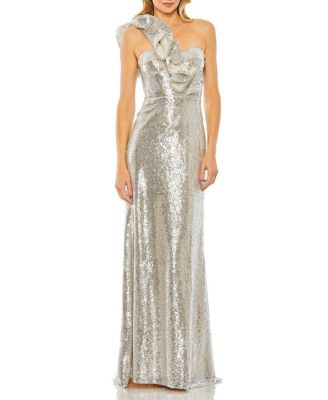 Mac Duggal - Sequin Ruffled One Shoulder Gown