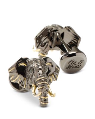Sterling Silver and 14K Gold Elephant Cufflinks