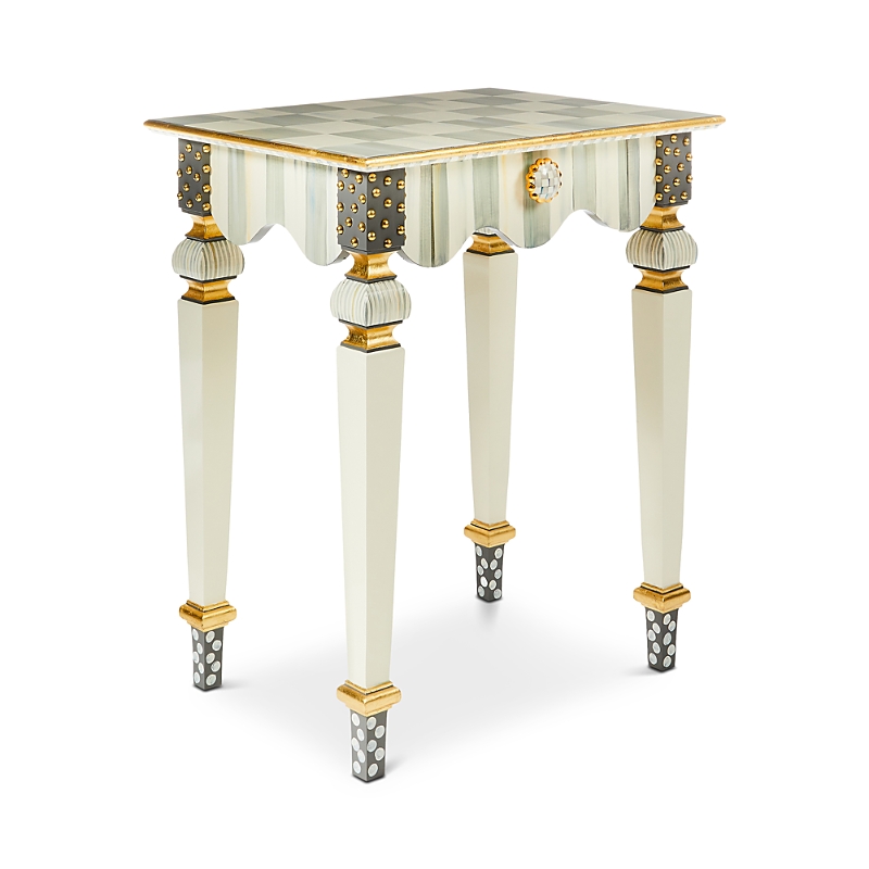 Mackenzie-childs Sterling Check & Stripe Side Table In Multi
