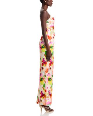 Printed Stretch Sateen Gown