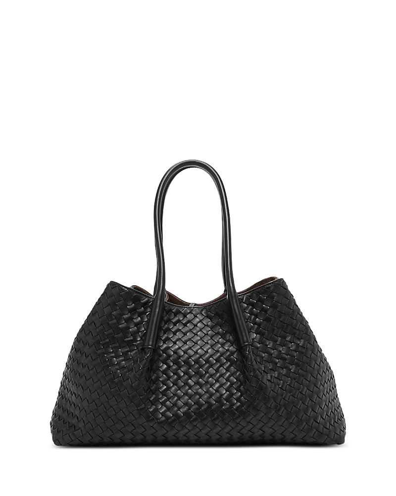 Bottega Veneta Pinacoteca Reversible Intrecciato Leather Tote In Black/fondant/brass