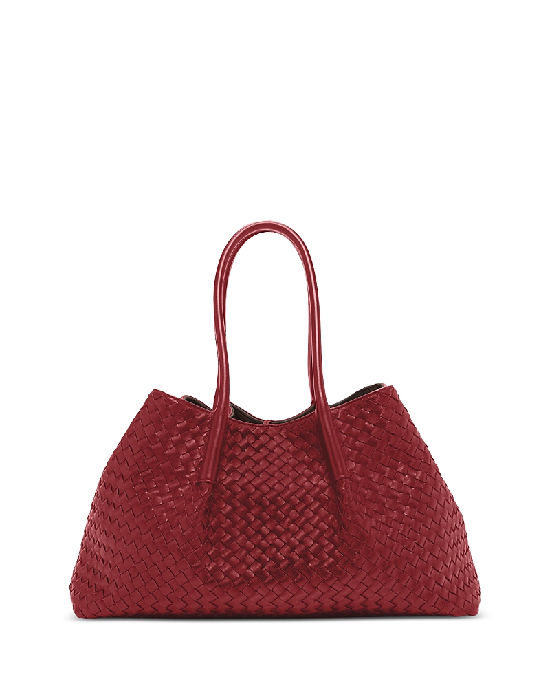 Bottega Veneta Pinacoteca Reversible Intrecciato Leather Tote In Madder Brown/lunar