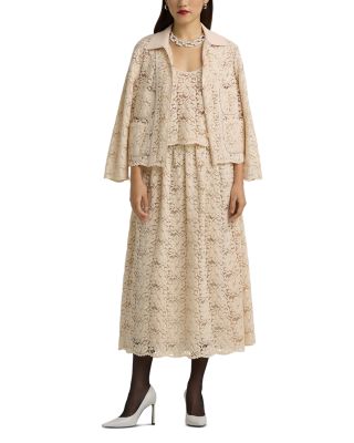 St. John - Guipure Knit Collar Jacket & Skirt