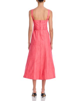 Malani Square Neck Belted Midi Dress