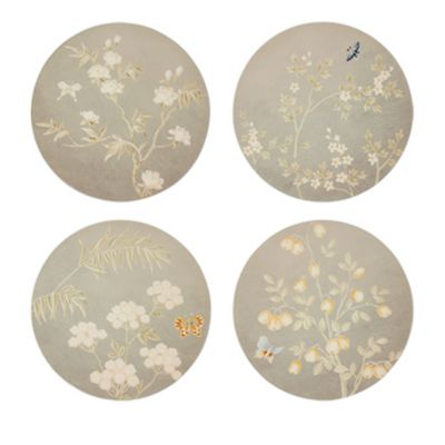 Chinoiserie Lacquered Coasters, Set of 4
