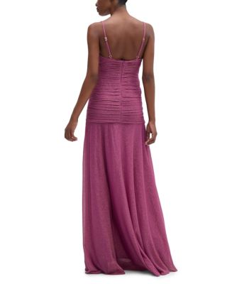 Pleated Plunging Neck Dress