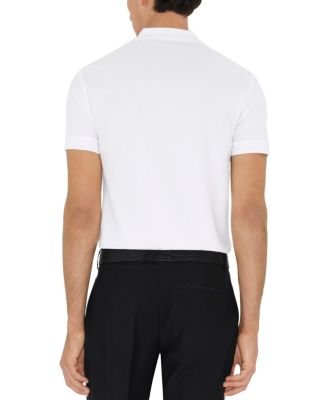 Eddie Cotton Piqu&eacute; Equestrian Knight Embroidered Slim Fit Check Placket Polo Shirt