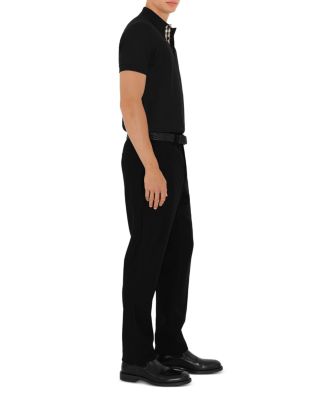 Eddie Cotton Piqué Equestrian Knight Embroidered Slim Fit Check Placket Polo Shirt
