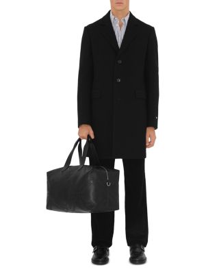 Embossed Check Leather Duffle Bag