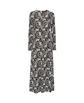 Long Sleeve Swing Dress in Aperol Black/White