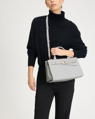 Deco Pebbled Leather Medium Satchel 