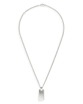 Sterling Silver Gucci Signature Logo Dog Tag Pendant Necklace, 19.5-21.6"