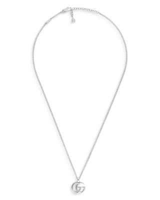Sterling Silver GG Marmont Double G Pendant Necklace, 21.6&amp;quot;