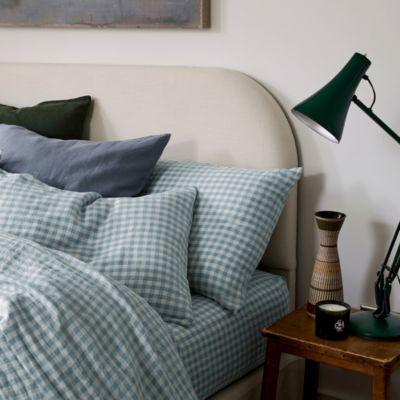 Gingham Linen Pillowcase Pair, Queen